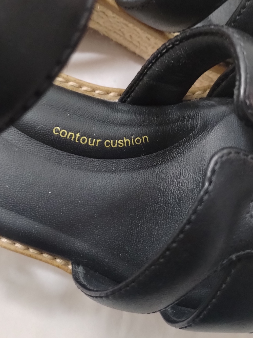 Clarks Coledale Black Leather Strap Platform Espadrille Sandals Sz 8M - Picture 6 of 12